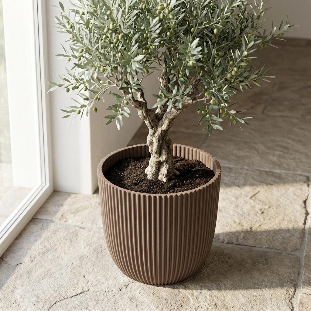 Capi Pot Nature Groove Made With Warm Taupe - D25cm