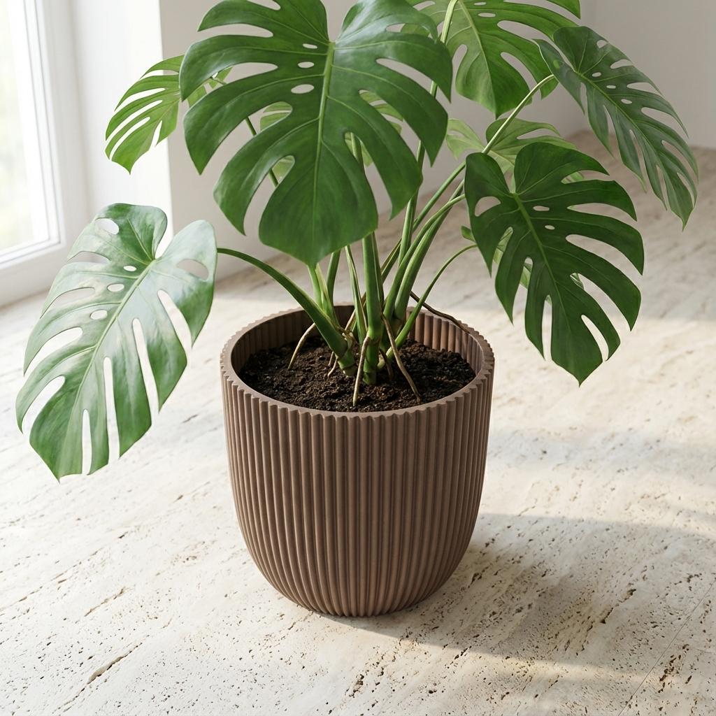 Capi Pot Nature Groove Made With Warm Taupe - D25cm