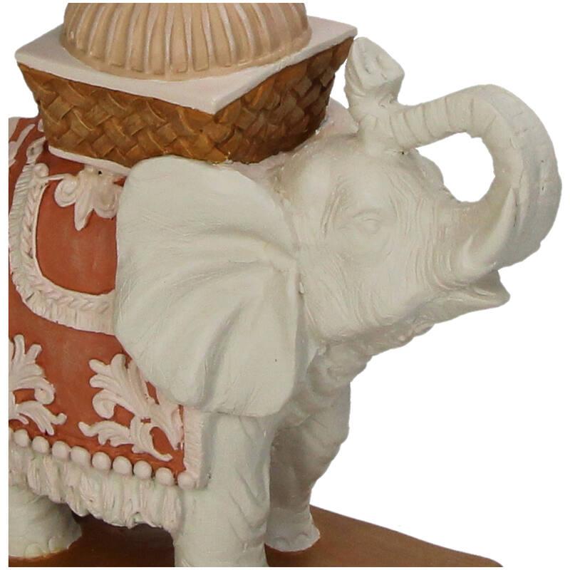 Kandelaar - Olifant roze/groen - Polyresin - 34,50 cm