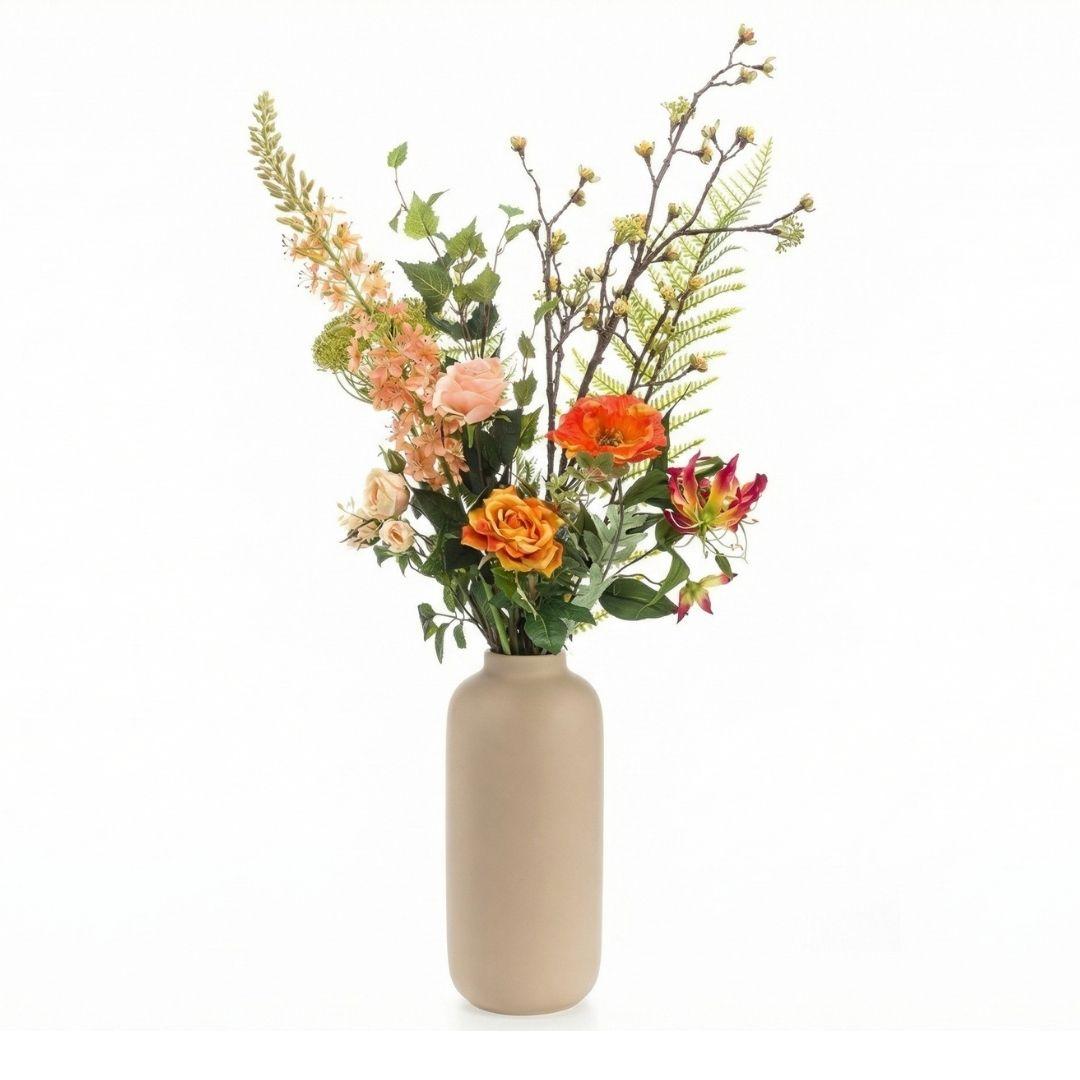 Kunstbloemen boeket - Amber Peach Deluxe - Real Touch - 12 stelen - ↑ 105 cm