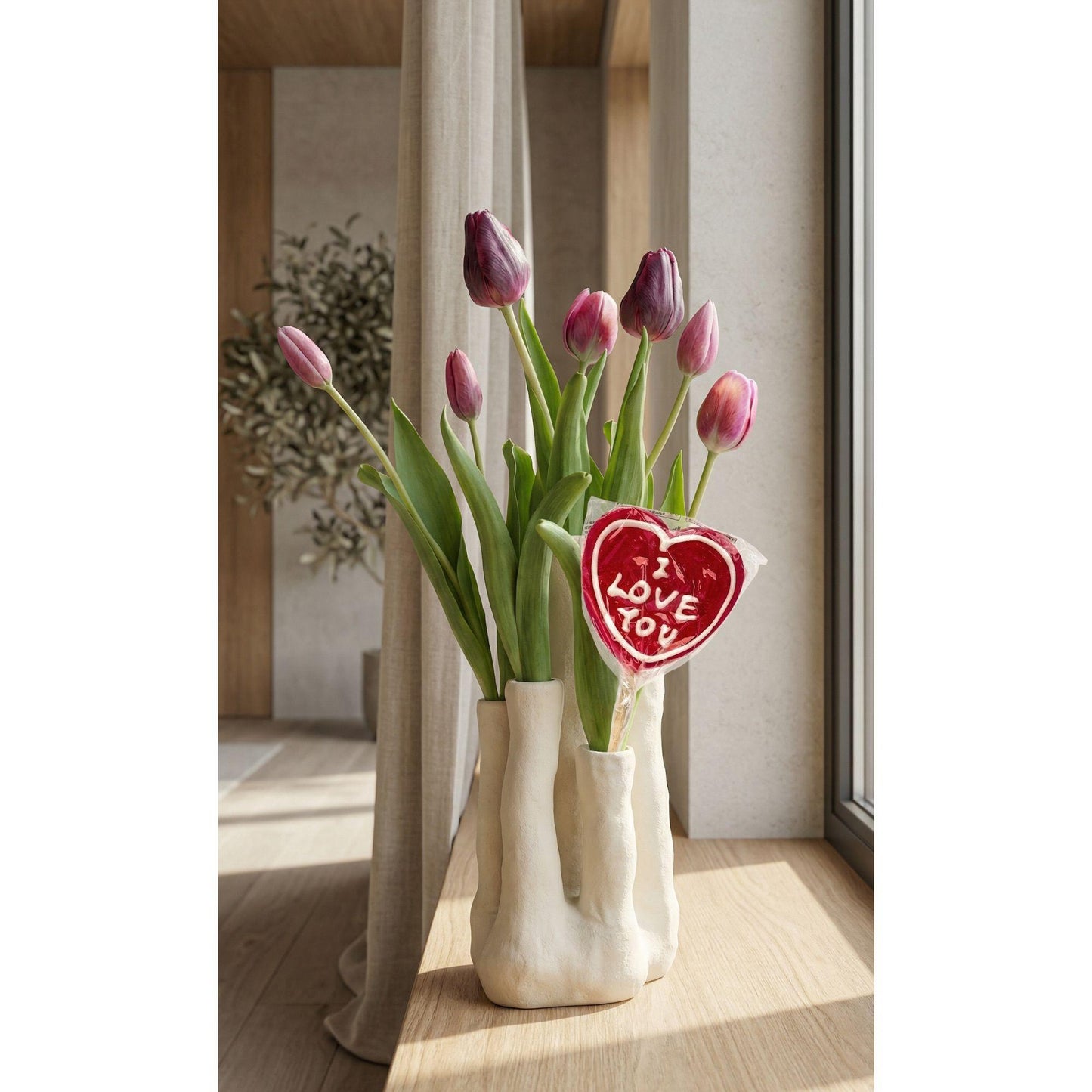 Tulip Touch - Tulpen Set - Kunsttulpen met meertuiten vaas
